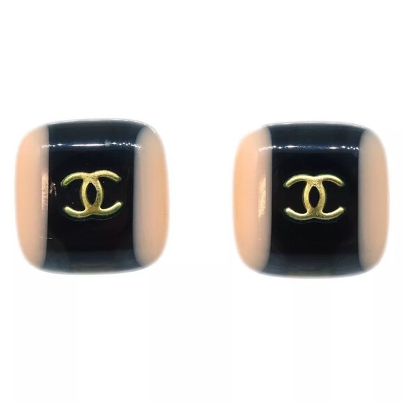 Chanel Square Earrings Clip-On Black 01A 191852 - Picture 1 of 4